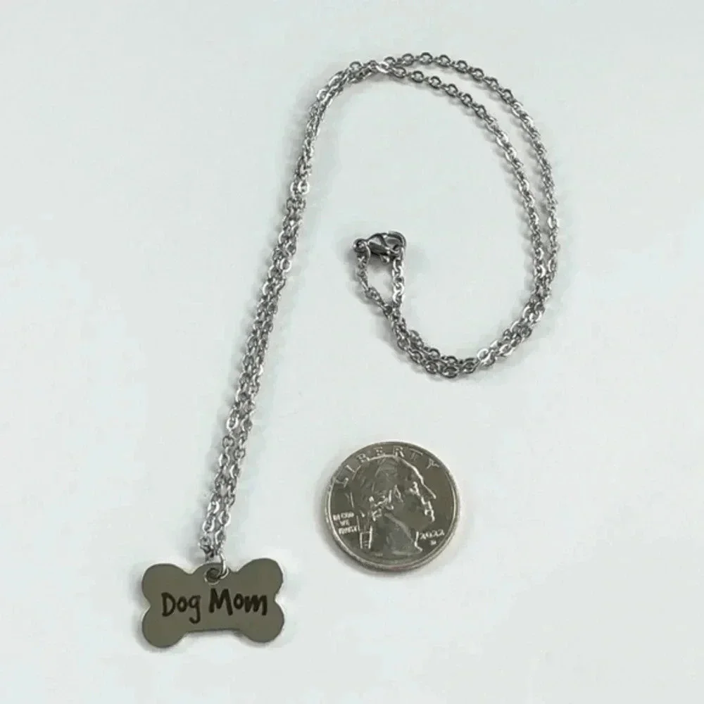 Dog Mom Fur Baby Mother’s Day Stainless Steel Charm Chain Necklace NWT